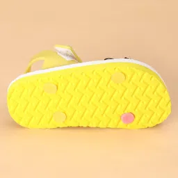 Babyoye Velcro Closure Sandals With Floral Print & Animal Applique - Yellow & Lavender image 5