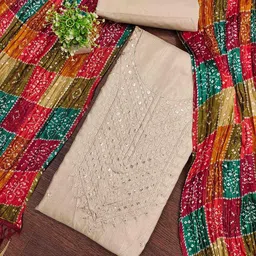 KALINI Floral Embroidered Sequinned Unstitched Dress Material-picture-17