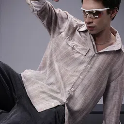 SOKO STREET Relaxed Fit Striped Drop-Shoulder Sleeves Casual Shirt-image-3