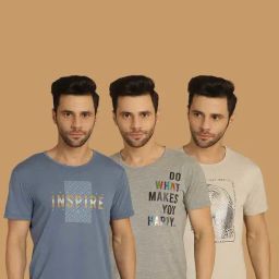 Vimal Jonney Multicolor Regular Fit Printed Crew T-Shirt - Pack of 3-picture-28