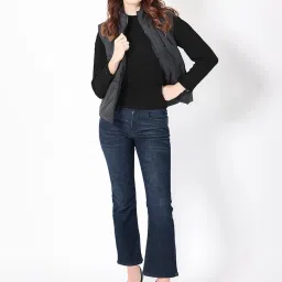 RAREISM Black Polyester Solid Sleeveless Jacket image 4