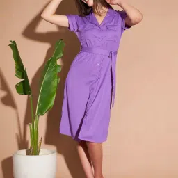 Marie Claire Purple A-Line Dress-image-9