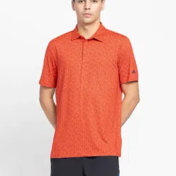 Adidas Orange Regular Fit Printed Sports Polo-image-34