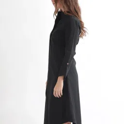 RAREISM Black Blended Solid Long Sleeves Dress image 4