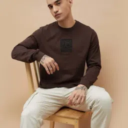 Fame Forever By Lifestyle Brown Cotton Regular Fit Embroidered Sweatshirt image 4