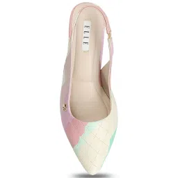 Elle Women's Pink & Cream Sling Back Stilettos image 4