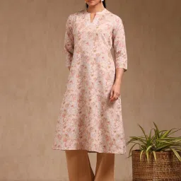Soch Beige Cotton Regular Fit Floral Print Kurtas image 4