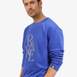 Rare Rabbit Blue Regular Fit Graphic Sweatshirt image 4
