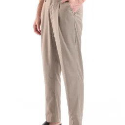 Rare Rabbit Beige Relaxed Fit Solid Trousers image 4