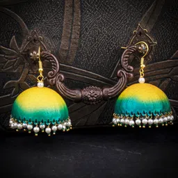 Sukkhi Blue & Yellow Dome Shaped Jhumkas-image-6