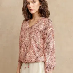 RAREISM Brown Viscose Printed Long Sleeves Top image 4