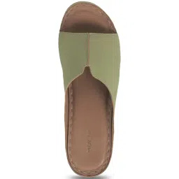 Mochi Women's Green Slide Wedges image 4