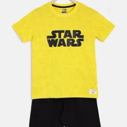 Lil Tomatoes Kids Yellow Printed T-Shirt Set-image-59