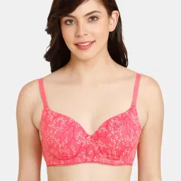 Rosaline by Zivame Pink Printed Half Coverage T-Shirt Bra-picture-19