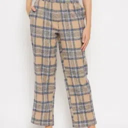 Clovia Beige Check Pyjamas-image-68