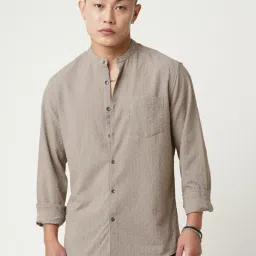 Vastrado Beige Relaxed Fit Self Pattern Shirt-picture-33