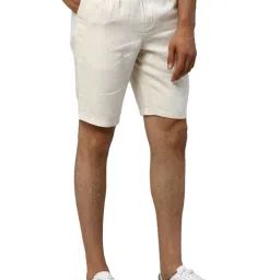 Raymond White Linen Slim Fit Striped Shorts image 4
