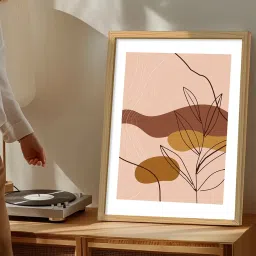 Art Street Boho Abstract Shape And Leaf Wall Art Painting image 4