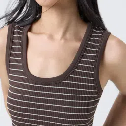 studiofit women Studiofit by Westside Brown Striped Tank Top image 4
