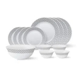 Borosil Tiara Series White Opalware Dinner Set - 13 Pieces-picture-38