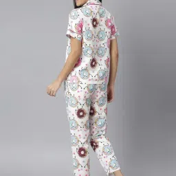 StyleStone Off White Doughnut Print Shirt With Pyjamas image 2