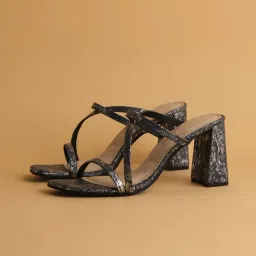 Eridani Women's Megan Metallic Grey Cross Strap Sandals image 4