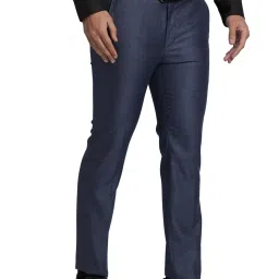Park Avenue Blue Super Slim Fit Texture Trousers image 4