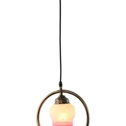 1ST TIME White & Pink Textured Bell Shaped Hanging Ceiling Lamp-picture-32