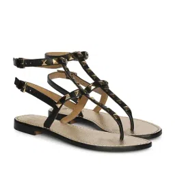 Saint G Women T-Strap Black Sandals image 2