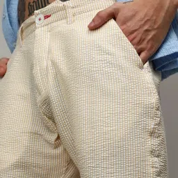 Campus Sutra Yellow Regular Fit Striped Shorts image 4