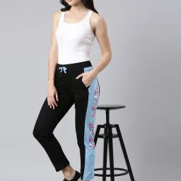 Dixcy Scott Slimz Black & Blue Graphic Print High Rise Trackpants image 4