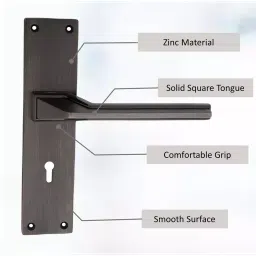 Atom Zinc Alloy Black Door Handle Lock Set, MH-ZN-O54-KY-BLK image 4