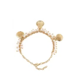 Priyaasi White Pearls Contemporary Link Charms Bracelet image 4