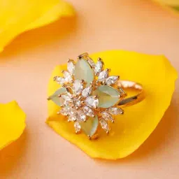 Priyaasi Green & Rose Gold Casual Ring-image-18
