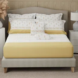 Boutique Living India Yellow & White 400TC Cotton King Bedsheet Set 2.74 m x 2.74 m-image-6