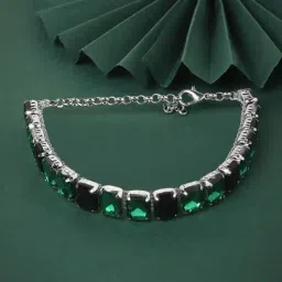 Zaveri Pearls Green & Black Dazzling Artificial Stones Contemporary Adjustable Bracelet-ZPFK16711-image-79