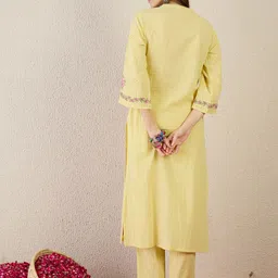 Indo Era Embroidered Straight Tunic With Trousers Co-Ords image 4