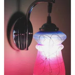 1ST TIME Pink & Blue Printed Metal Traditional Rectangle Shaped Wall Lamp image 2