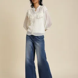 Label Ritu Kumar Ecru Self Design Shirt image 4