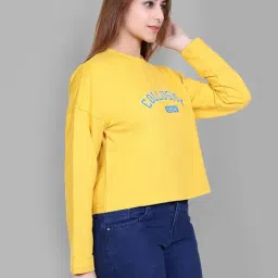 Club York Yellow Graphic Print Crop Sweatshirt image 4