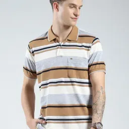 Monte Carlo Grey Cotton Blend Regular Fit Stripes Polo T-Shirt-picture-21