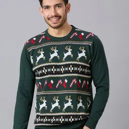 Style Quotient Argyle Printed Round Neck Cotton Pullover-image-49