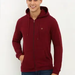 Allen Solly Maroon Cotton Regular Fit Hooded Sweatshirt-picture-12