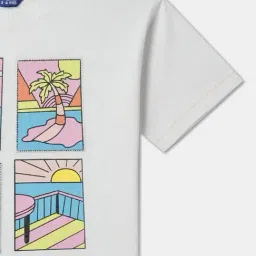 R&B Kids White Graphic Print Regular Fit T-Shirt image 3