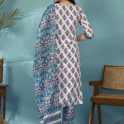 anouk rustic Anouk Women Floral Printed Regular Kurta with Trousers & With Dupatta image 5