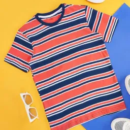 Pantaloons Junior Coral Cotton Striped T-Shirt-picture-19