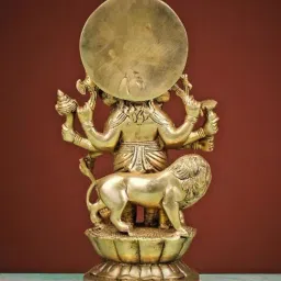 Ekaa Handicrafts Gold Brass Dhrishti Ganesha Statue with Lion image 4