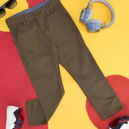 Pantaloons Junior Olive Cotton Regular Fit Trousers-picture-30