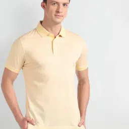 Arrow Yellow Cotton Regular Fit Polo T-Shirt image 4