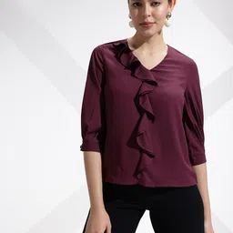her by invictus Puff Sleeve Ruffles Top image 5